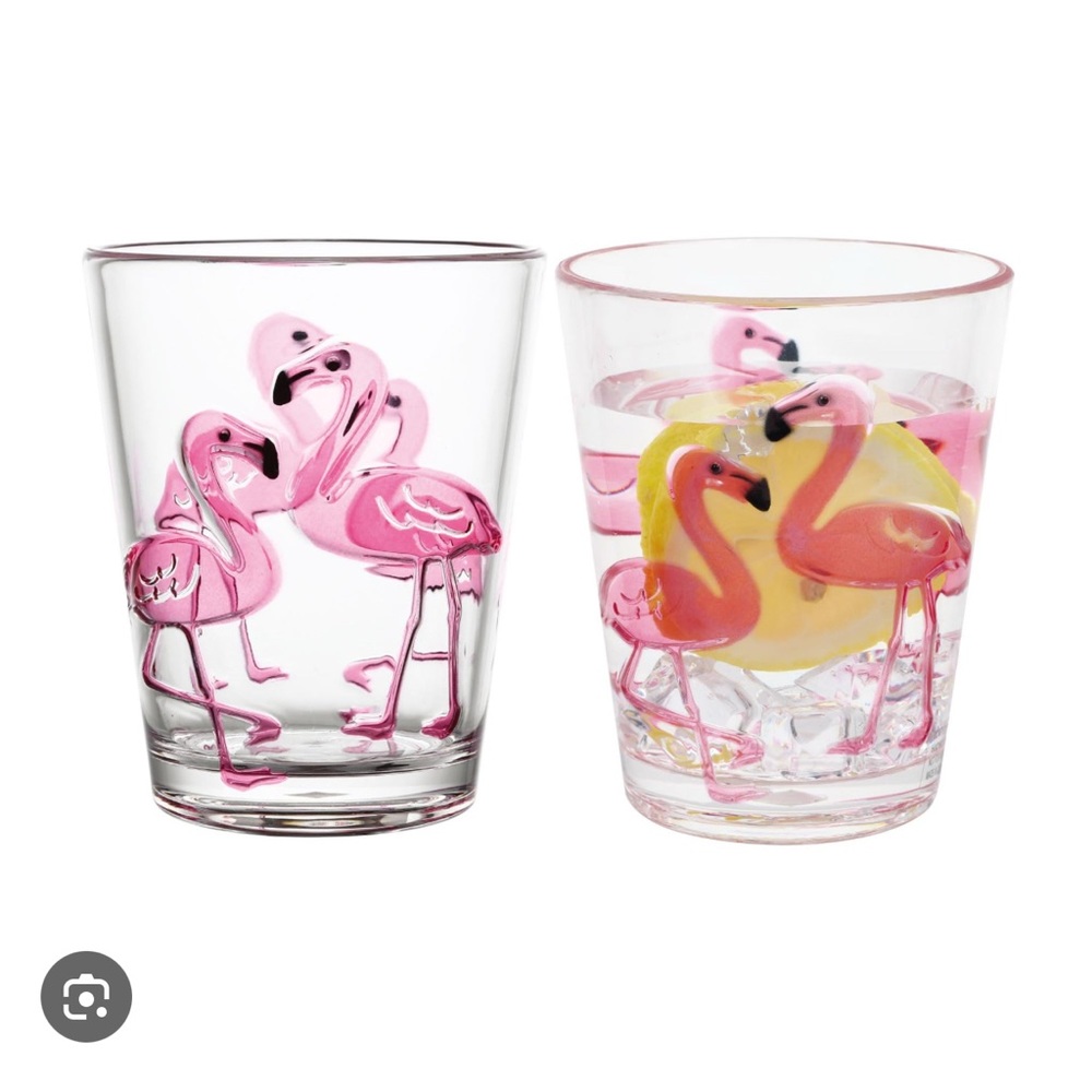 Set of 4 Novogratz Home Pink Flamingo Acrylic Tumblers Glasses 15oz Tropical